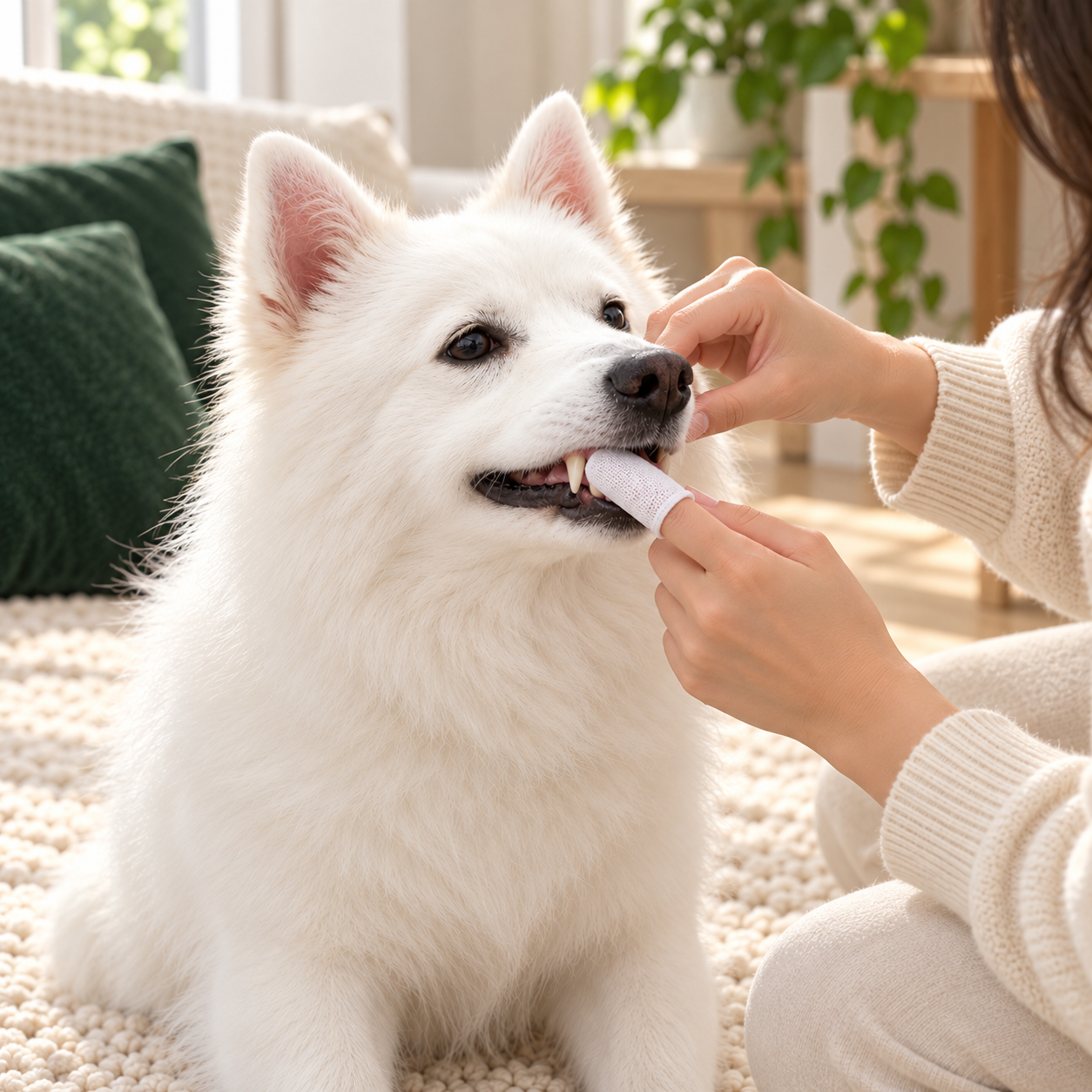 A gentle dental care moment with Milu